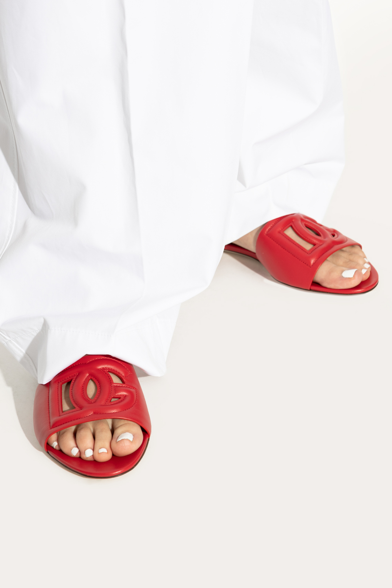 Red Slides with logo Dolce & Gabbana - Vitkac France